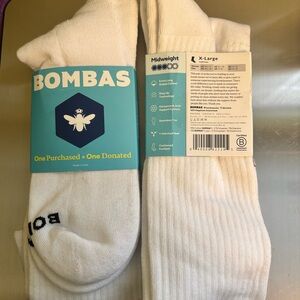 Bombas Midweight White Athletic Socks 2 pairs